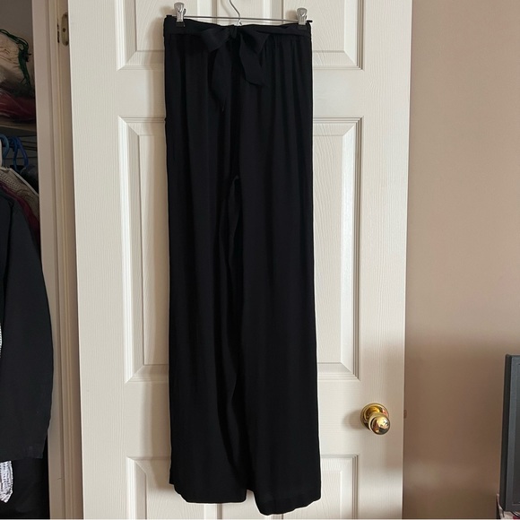 Aritzia Wilfred Faun Pant Long Black Crepe Flowy Trousers - Size XS - Picture 8 of 13